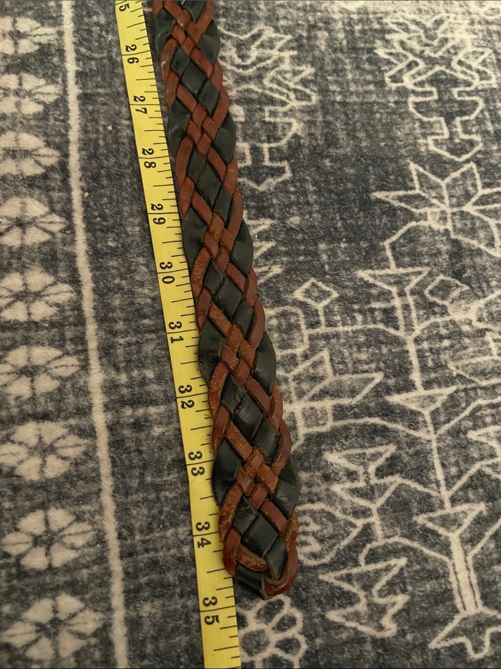 Vintage Genuine Leather Braided Two-toned Brown/Black Leather Buckle Belt size S - Picture 6 of 6